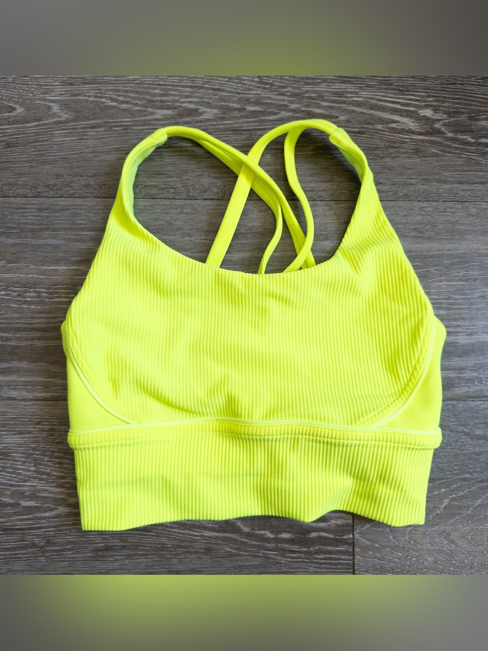 Lululemon Energy Longline Bra Ribbed Luxtreme Medium Support in Highlight Yellow